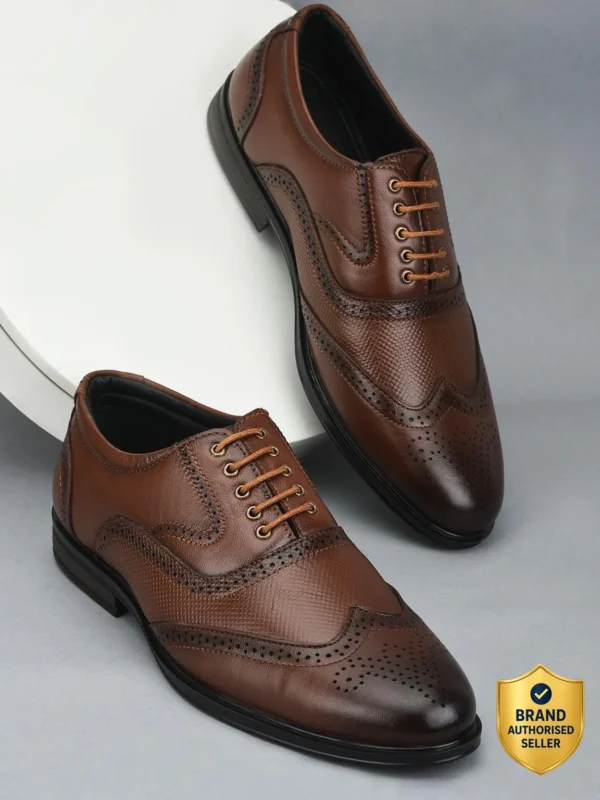 Elegant Men's Leather Brogue Shoes LIBERTY Fortune – Genuine Leather, Tan