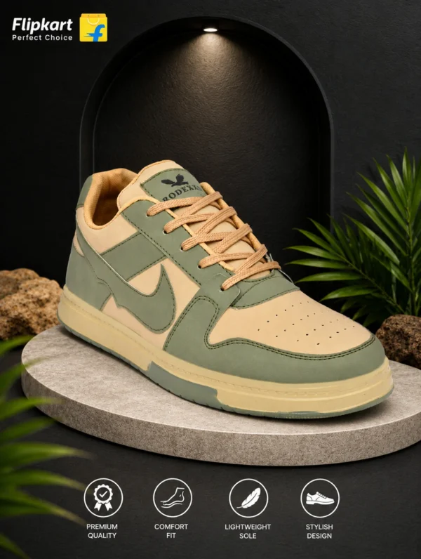 Unisex Sneakers RODEXXO SO-NK-GREEN – Beige & Green, Handmade, Casual