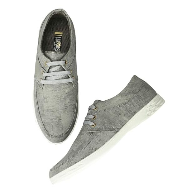 LEE Greem Men's Canvas Sneakers – Lightweight Lace-Up Running & Walking Shoes | Grey