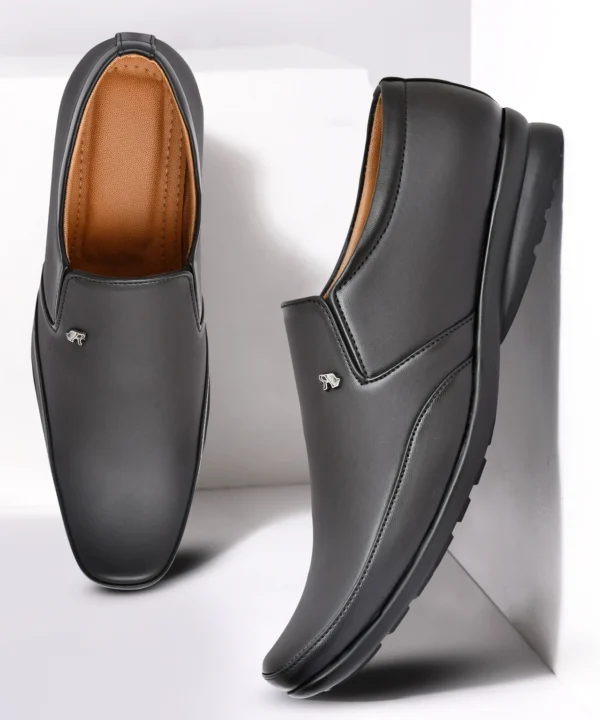 Mapton – Men's Black Leather Slip-On Shoes | Elegant Formal Footwear for the Office and Business Meetings
