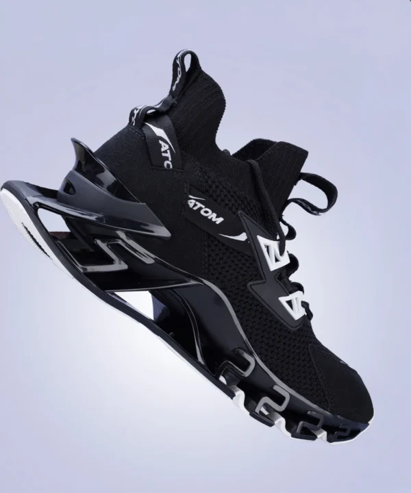 ATOM Spring Edge Alpha 2 – Men's Black Lace-Up Sneakers | Knitted, Breathable Casual Shoes