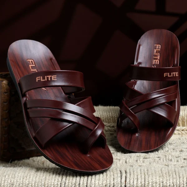 FLITE Men's Brown Flip Flops – Casual Everyday Slippers