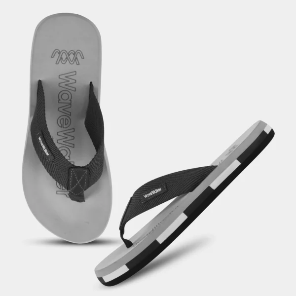WAVE WALKER – Men's Grey Flip Flops, Flexible EVA, All-Day Comfort