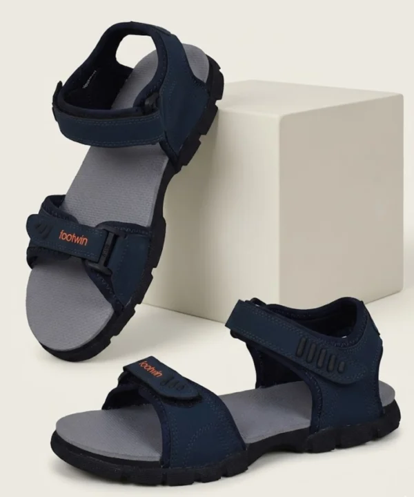 Footwin Famous-01 – Men's Sports Sandals with Velcro Closure, Blue, Anti-Skid