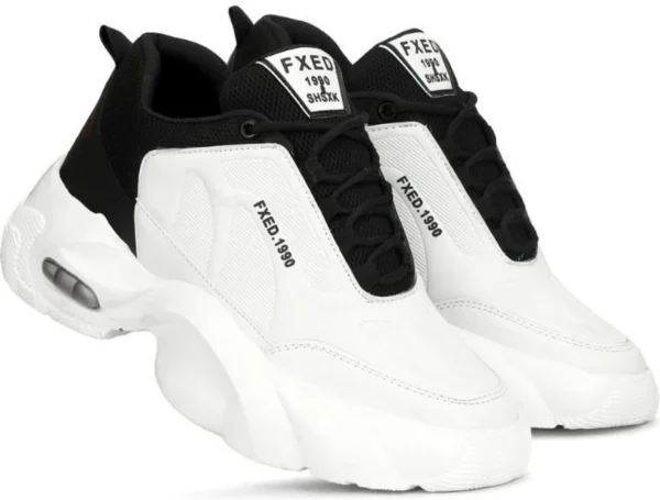 RAVDI Sneakers – Men's Athletic Shoes in Faux Leather | Casual, White & Black