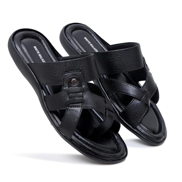 WHITE WALKERS – Men's Leather Sandals, Adjustable Straps, Comfort Footbed