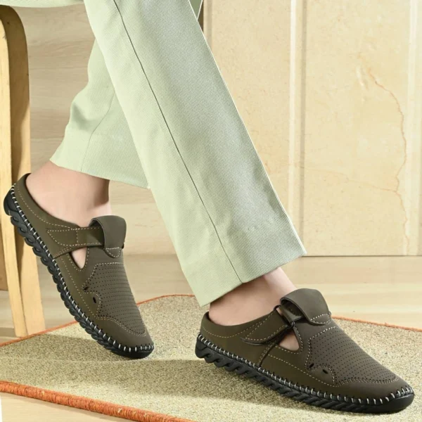 VEXIMO – Men's Slip-On Sandals, Olive, Airmix Sole